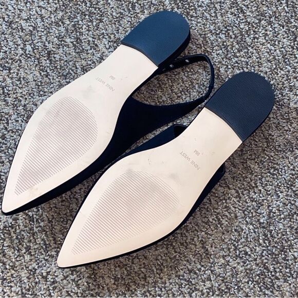 Nine West Slingback Flats Pointed Toe Gold Chain Detail Women’s Shoes Size 9M - Picture 5 of 9